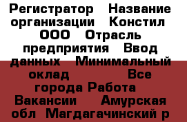 Регистратор › Название организации ­ Констил, ООО › Отрасль предприятия ­ Ввод данных › Минимальный оклад ­ 22 000 - Все города Работа » Вакансии   . Амурская обл.,Магдагачинский р-н